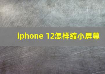 iphone 12怎样缩小屏幕